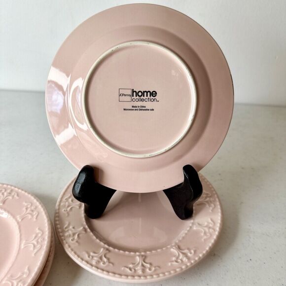 Set Of 4 JCPenney Home Collection 6 1/8” Appetizer Bread Plates Pink - Picture 7 of 9